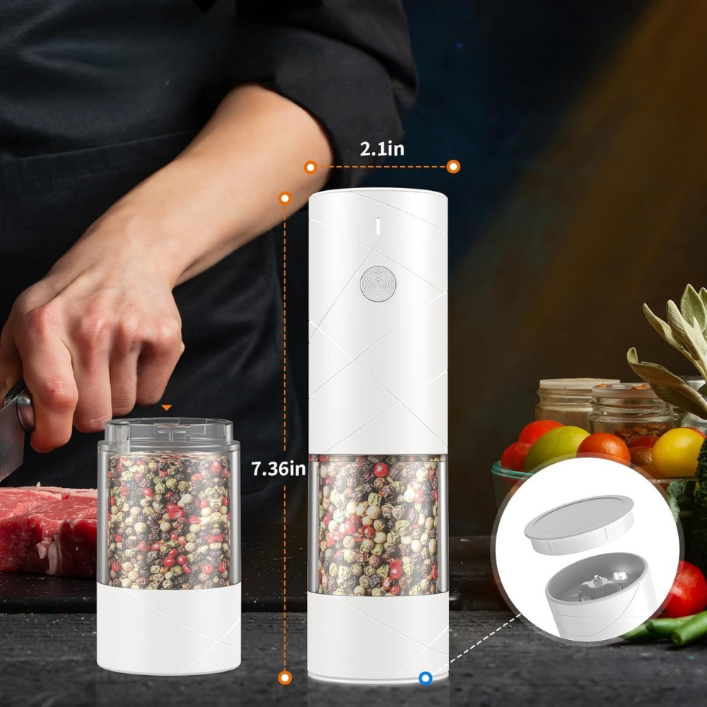 Electric Pepper Mill Stainless Steel LED USB Rechargeable