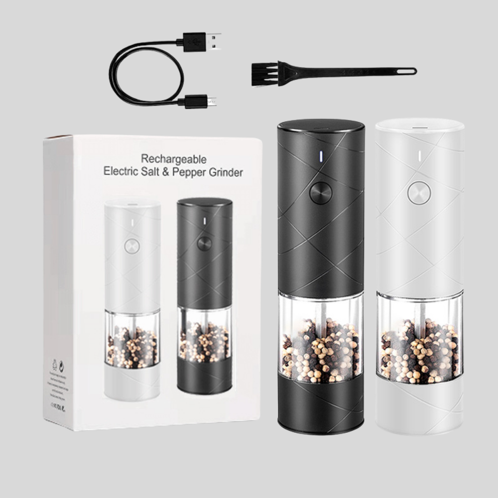 Electric Pepper Mill Stainless Steel LED USB Rechargeable