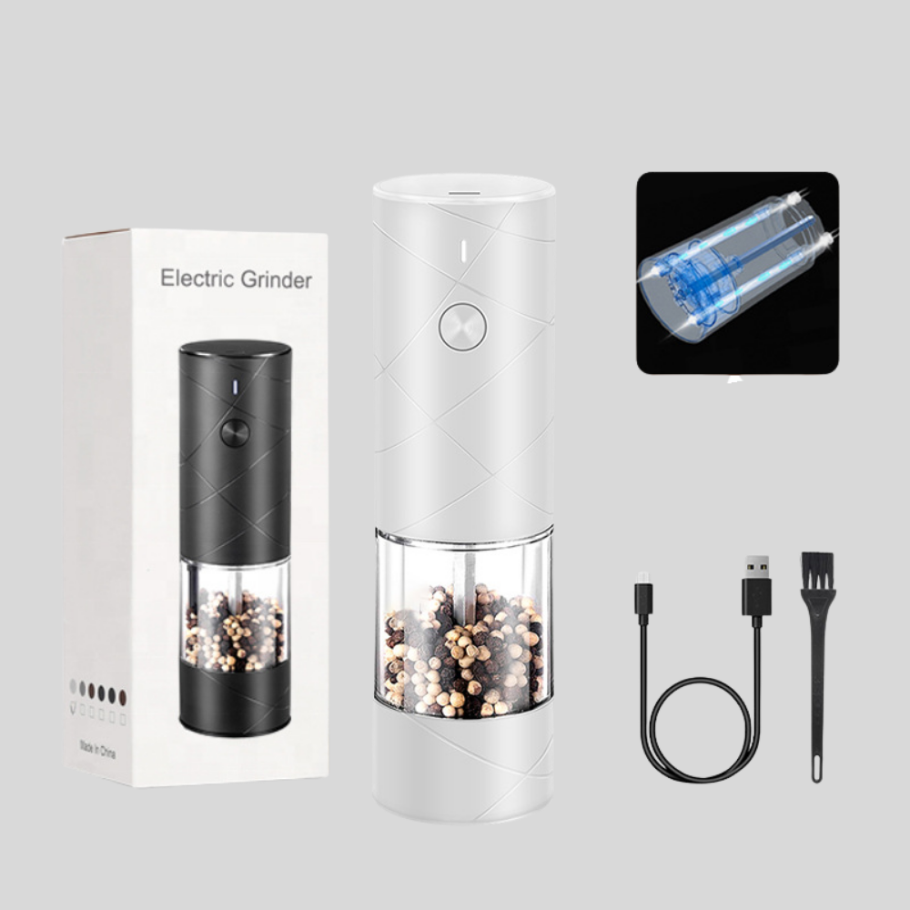 Electric Pepper Mill Stainless Steel LED USB Rechargeable