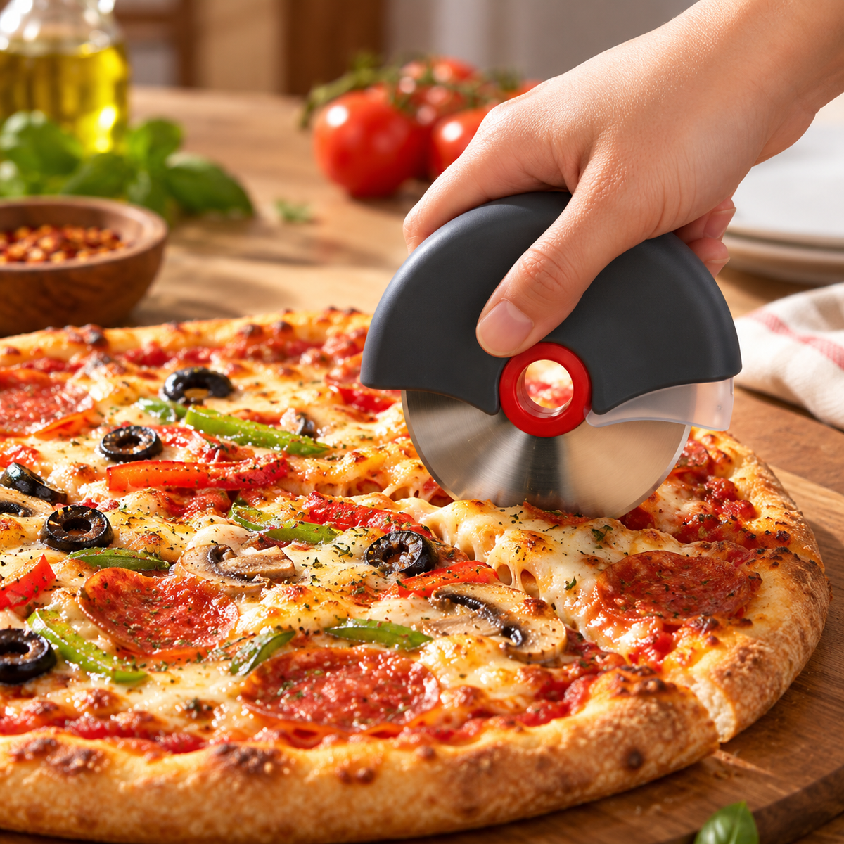 Pizzaschneider Mit Abnehmbarem Griff Camping Und Schutz