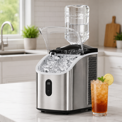 Ice cube machine self-cleaning stainless steel kitchen home