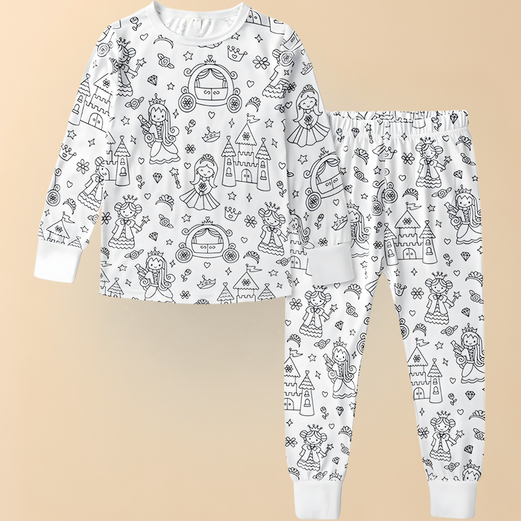 Kinder Baumwolle Schlafanzug Set Malen Weihnachts Motiv Pyjama