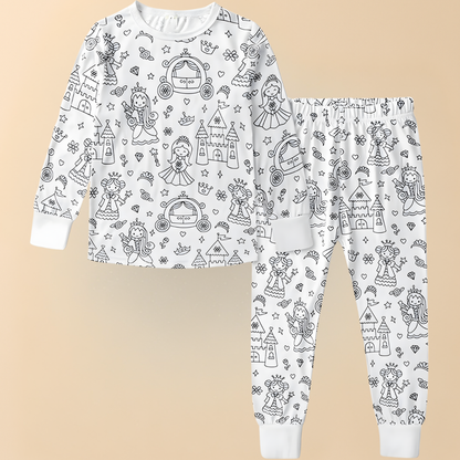 Kinder Baumwolle Schlafanzug Set Malen Weihnachts Motiv Pyjama