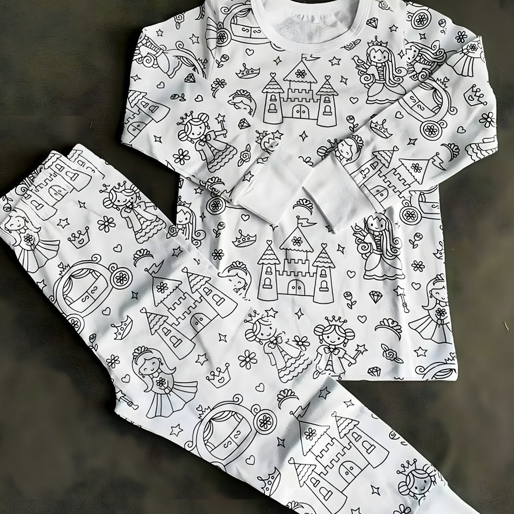 Kinder Baumwolle Schlafanzug Set Malen Weihnachts Motiv Pyjama