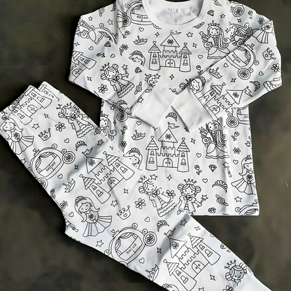 Kinder Baumwolle Schlafanzug Set Malen Weihnachts Motiv Pyjama