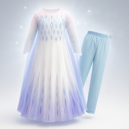 Vestido de princesa para niña azul y blanco disfraz