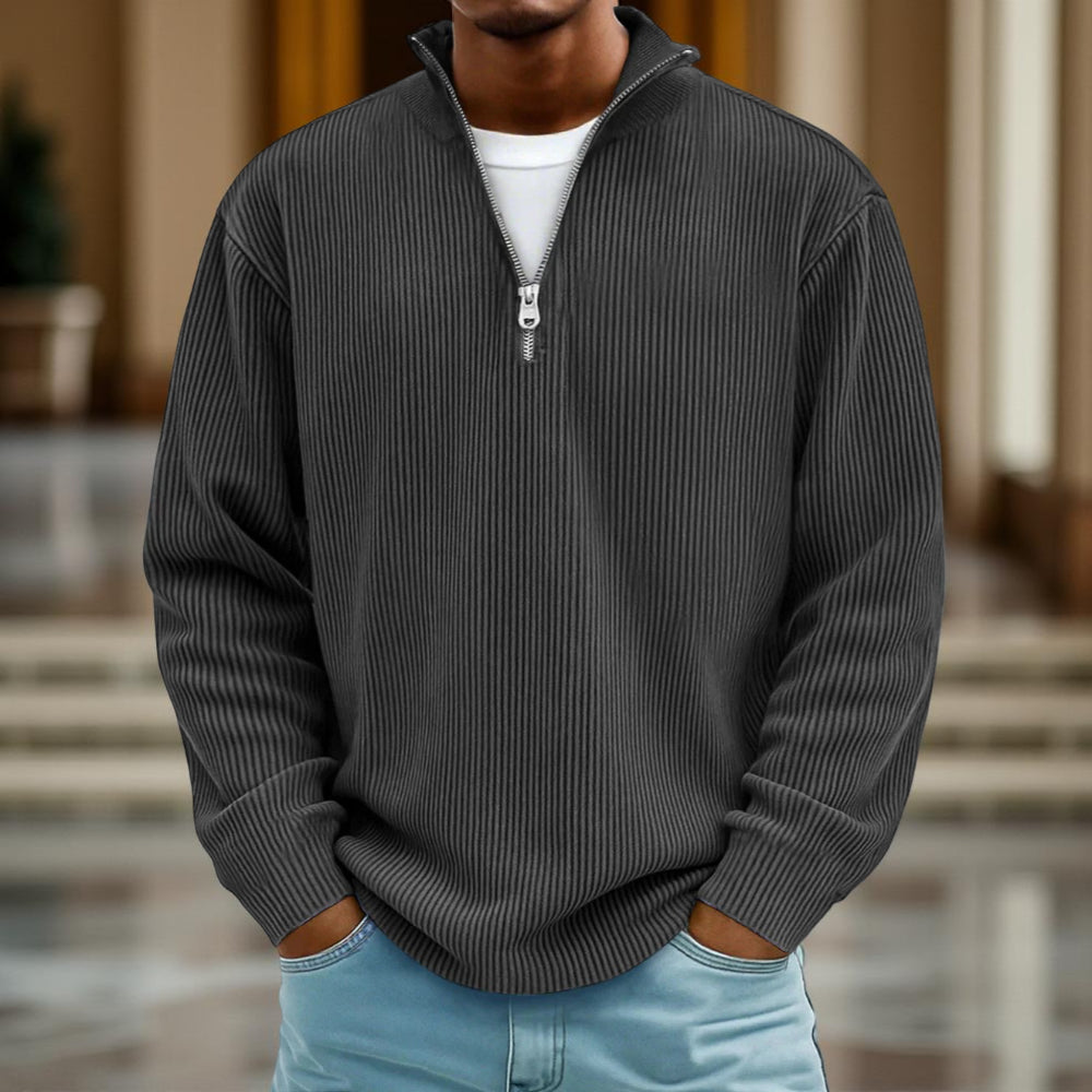 Pullover Men Sweater Half-zip Warm Light Comfortable Casual