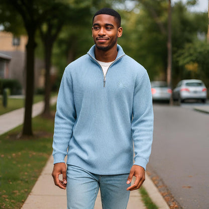 Pullover Men Sweater Half-zip Warm Light Comfortable Casual