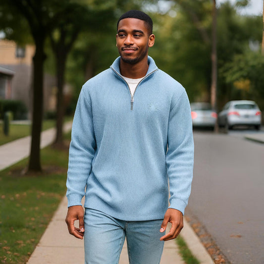 Pullover Men Sweater Half-zip Warm Light Comfortable Casual