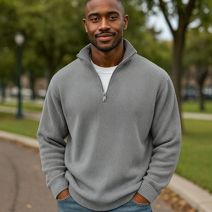 Pullover Men Sweater Half-zip Warm Light Comfortable Casual
