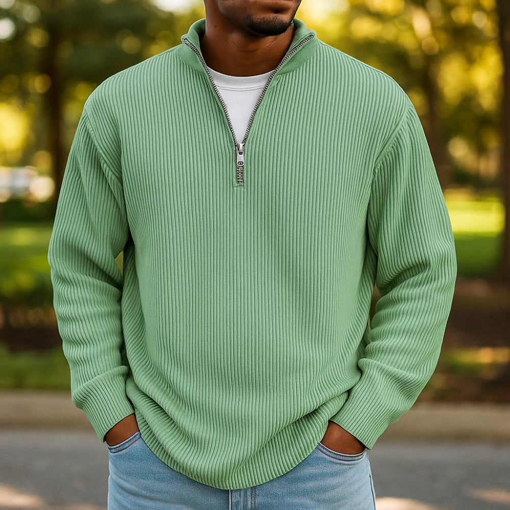 Pullover Men Sweater Half-zip Warm Light Comfortable Casual
