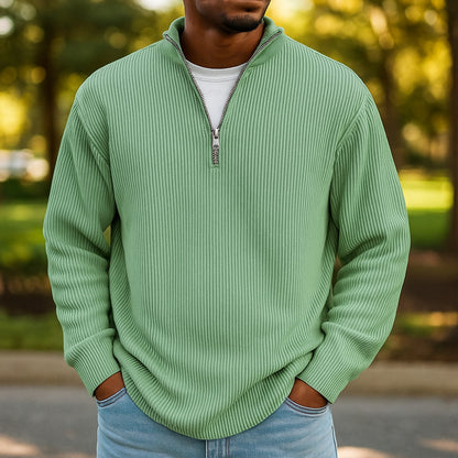 Pullover Men Sweater Half-zip Warm Light Comfortable Casual