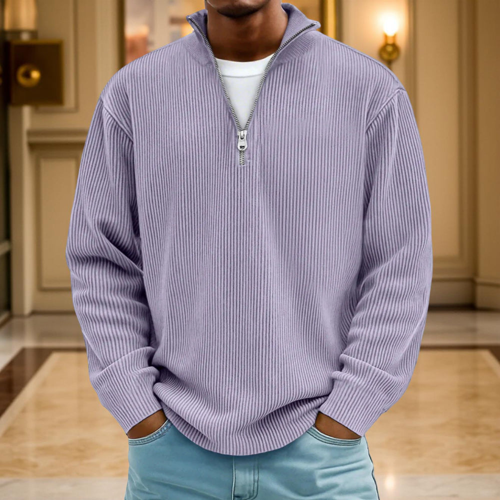 Pullover Men Sweater Half-zip Warm Light Comfortable Casual