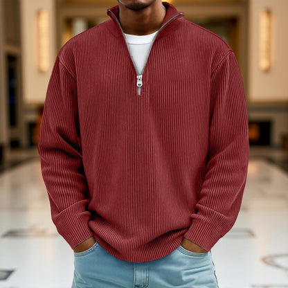 Pullover Men Sweater Half-zip Warm Light Comfortable Casual