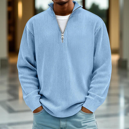 Pullover Men Sweater Half-zip Warm Light Comfortable Casual