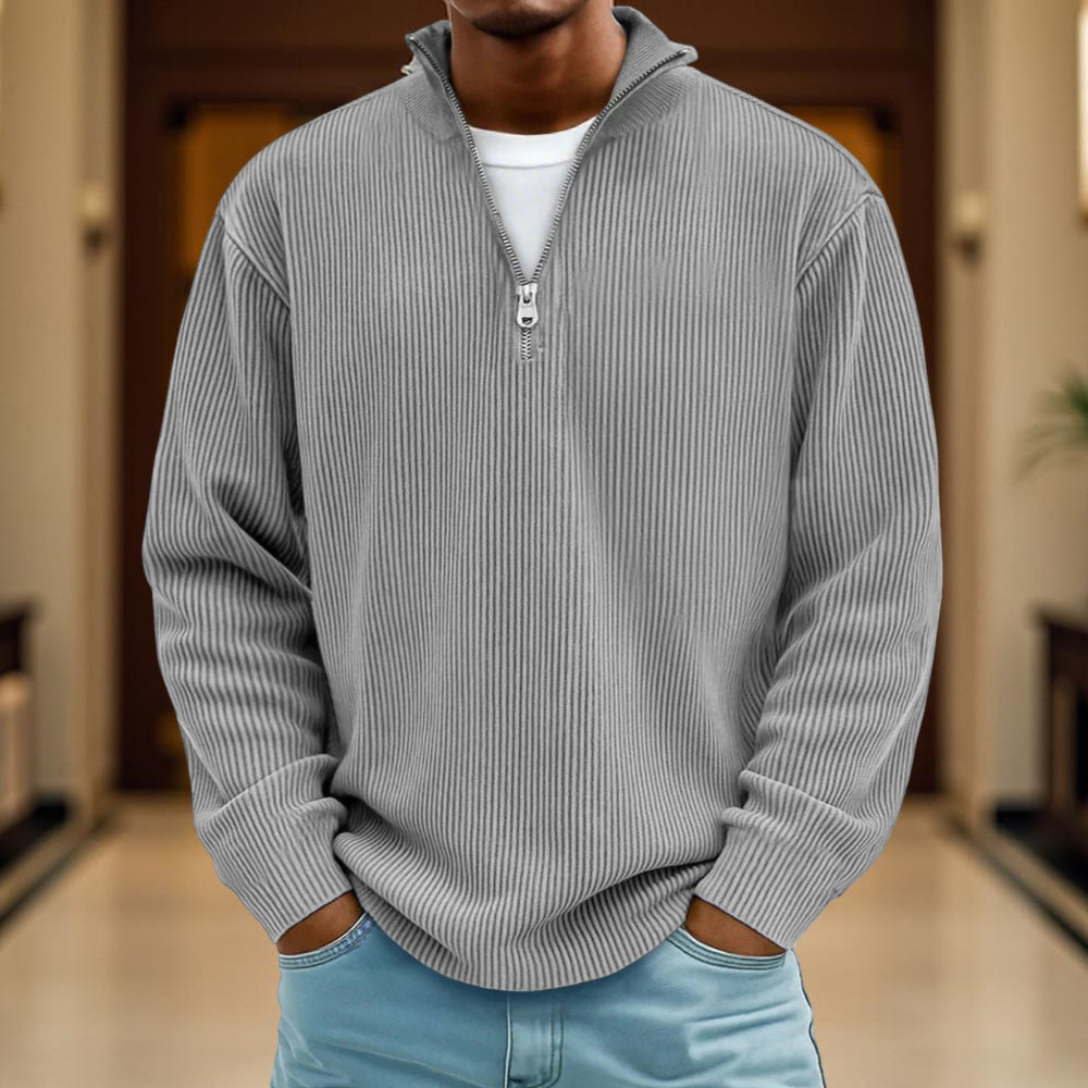 Pullover Men Sweater Half-zip Warm Light Comfortable Casual