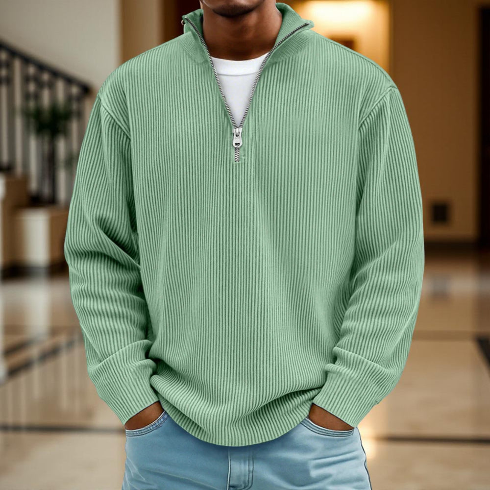 Pullover Men Sweater Half-zip Warm Light Comfortable Casual