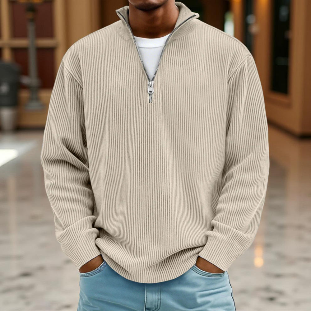 Pullover Men Sweater Half-zip Warm Light Comfortable Casual