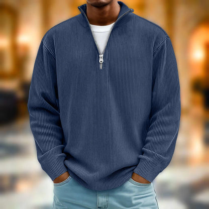 Pullover Men Sweater Half-zip Warm Light Comfortable Casual