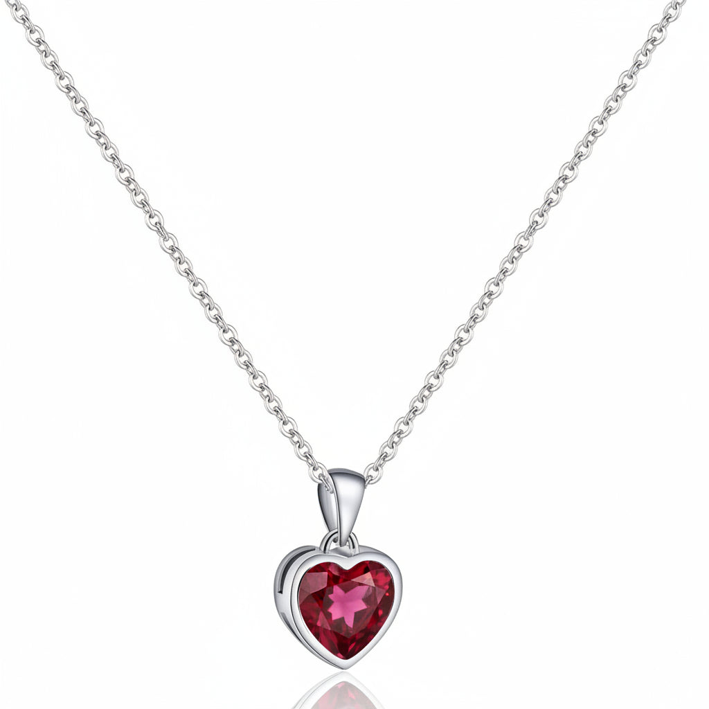 Colgante de Corazón para Dama Cadena de Plata de Ley
