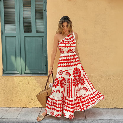 Robe Été Femme Sans Manches Ruffle Ourlet Vêtement Décontracté Confortable