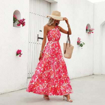 Robe Été Femme Sans Manches Ruffle Ourlet Vêtement Décontracté Confortable