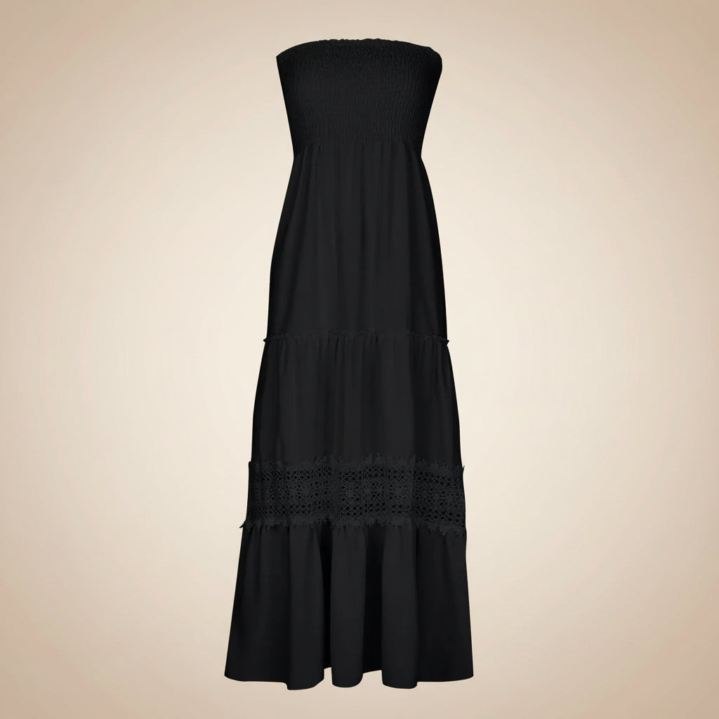 Damen Sommerkleid Rüschen Tubenform Langes Freizeitkleid
