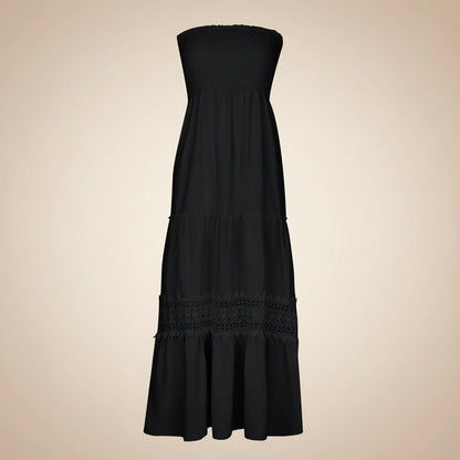 Damen Sommerkleid Rüschen Tubenform Langes Freizeitkleid