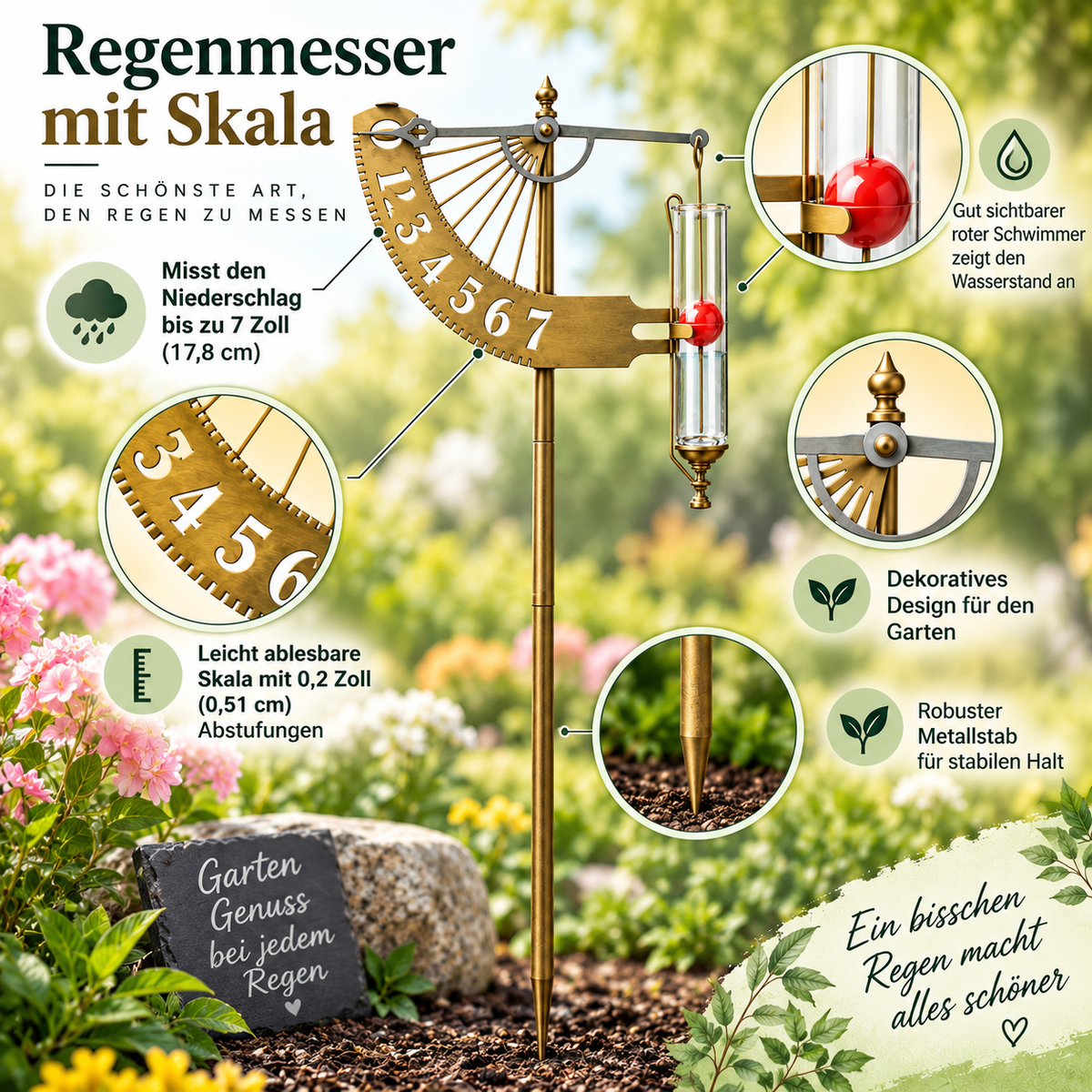 Regenmesser Mit Skala Schwimmer Gartenliebhaber