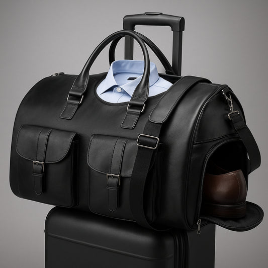 Reisetasche Leder Weekender 3-in-1 mit Kleidersack