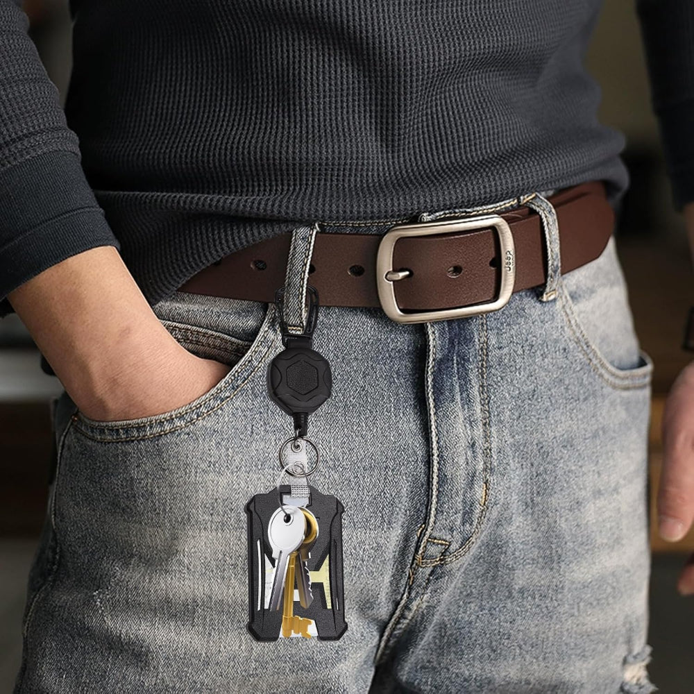 Einziehbarer Schlüsselanhänger Mit Seilzug Metall