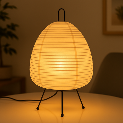 Tischlampe Reispapier Eisenfuß Japanisch Minimalistisch