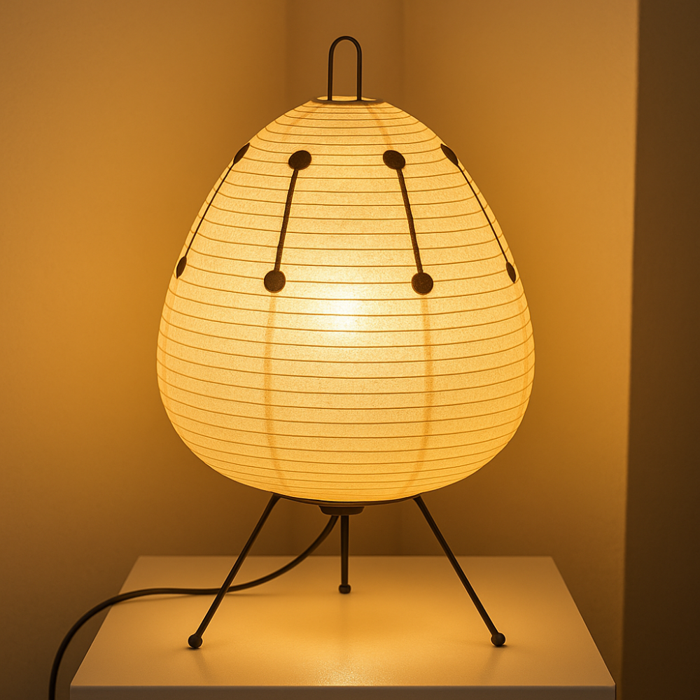 Tischlampe Reispapier Eisenfuß Japanisch Minimalistisch