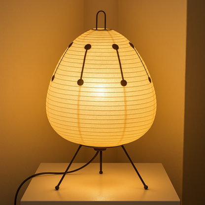 Tischlampe Reispapier Eisenfuß Japanisch Minimalistisch