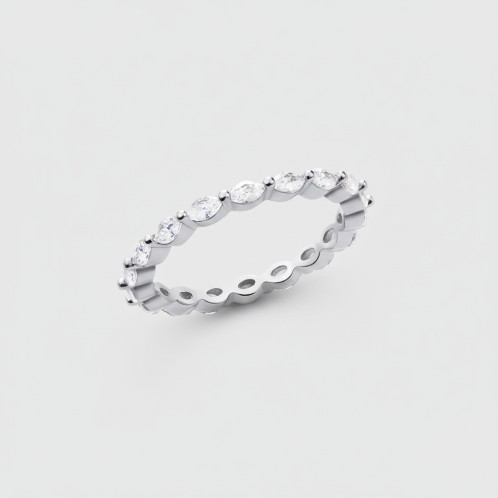 Bague empilable argent 925 pierres zirconium or rhodium