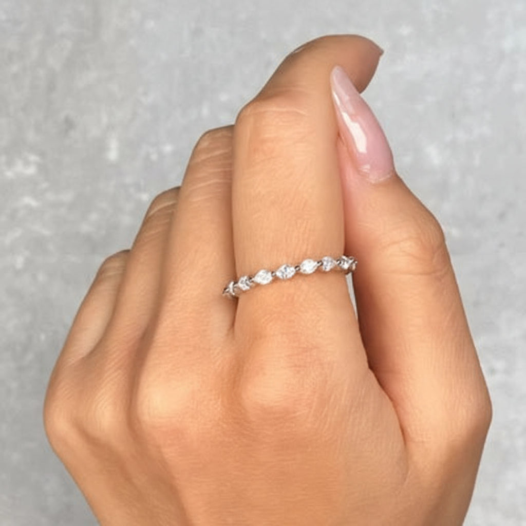 Bague empilable argent 925 pierres zirconium or rhodium