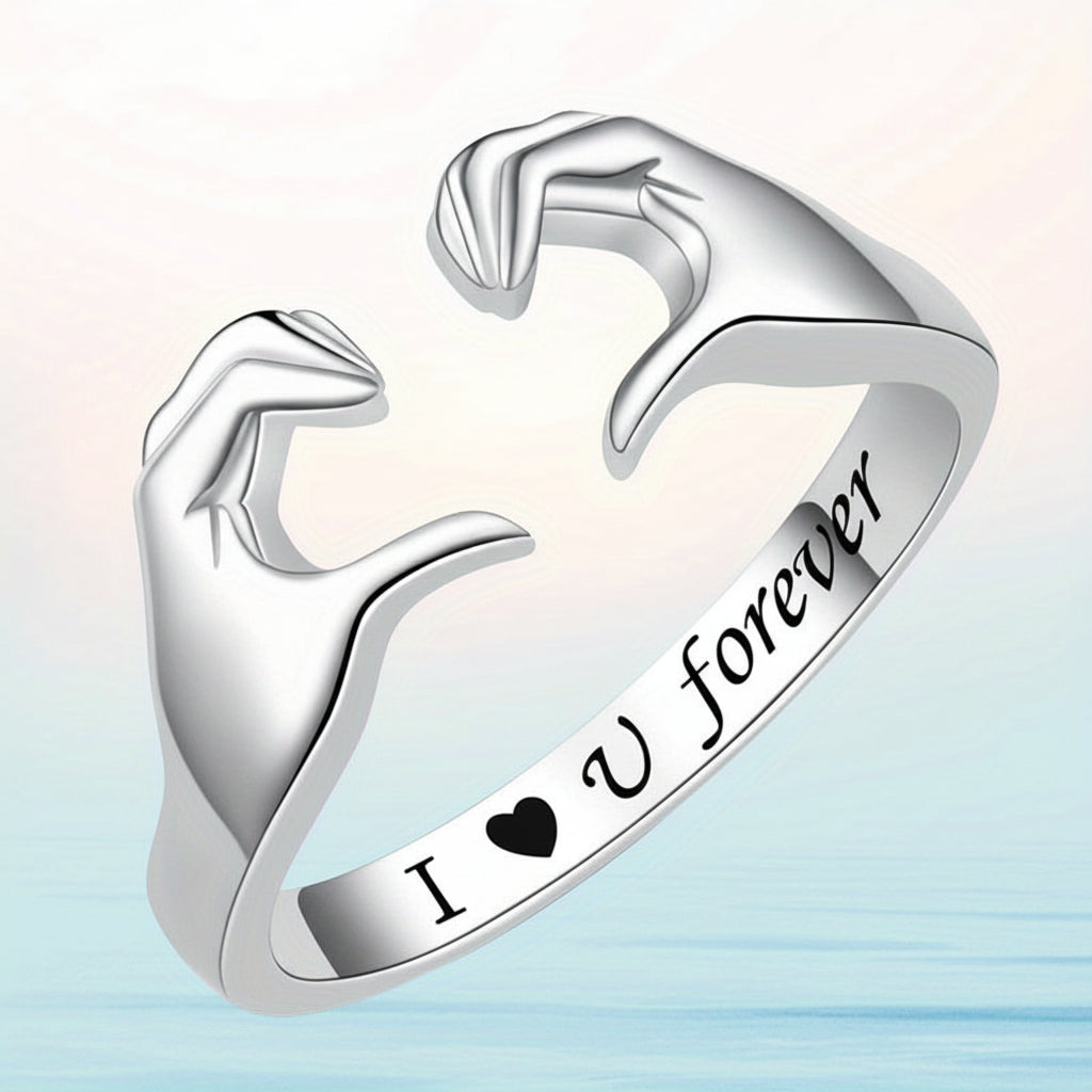 Bague argentée motif cœur Bijou romantique
