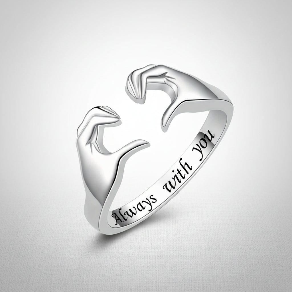 Bague argentée motif cœur Bijou romantique