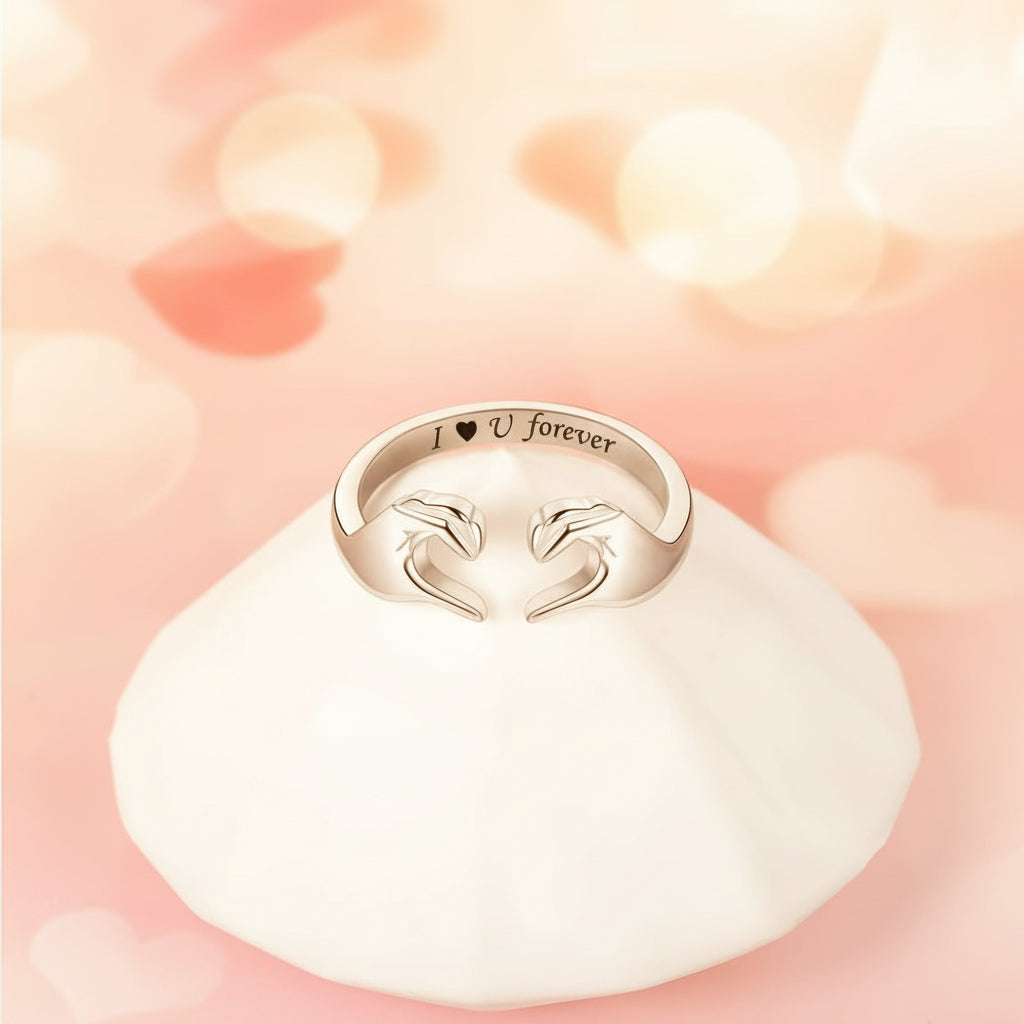 Bague argentée motif cœur Bijou romantique