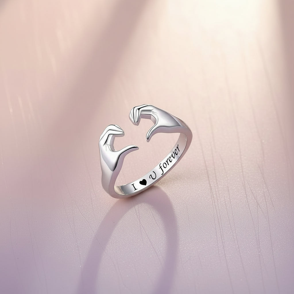 Bague argentée motif cœur Bijou romantique