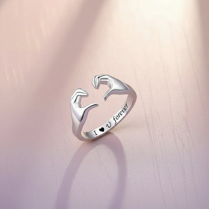 Bague argentée motif cœur Bijou romantique