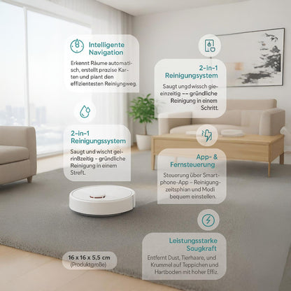 Roboterstaubsauger mit Wischfunktion, 2-in-1-Reinigungssystem