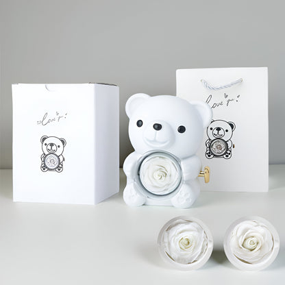 Geschenk Teddybär Konservierte Rose Schmuck Überraschung