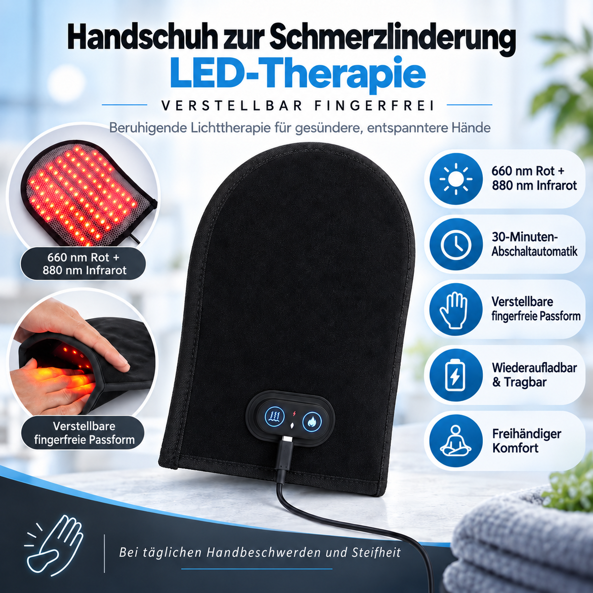 Rotes Licht Zur Schmerzlinderung Handschuh Muskelentspannung
