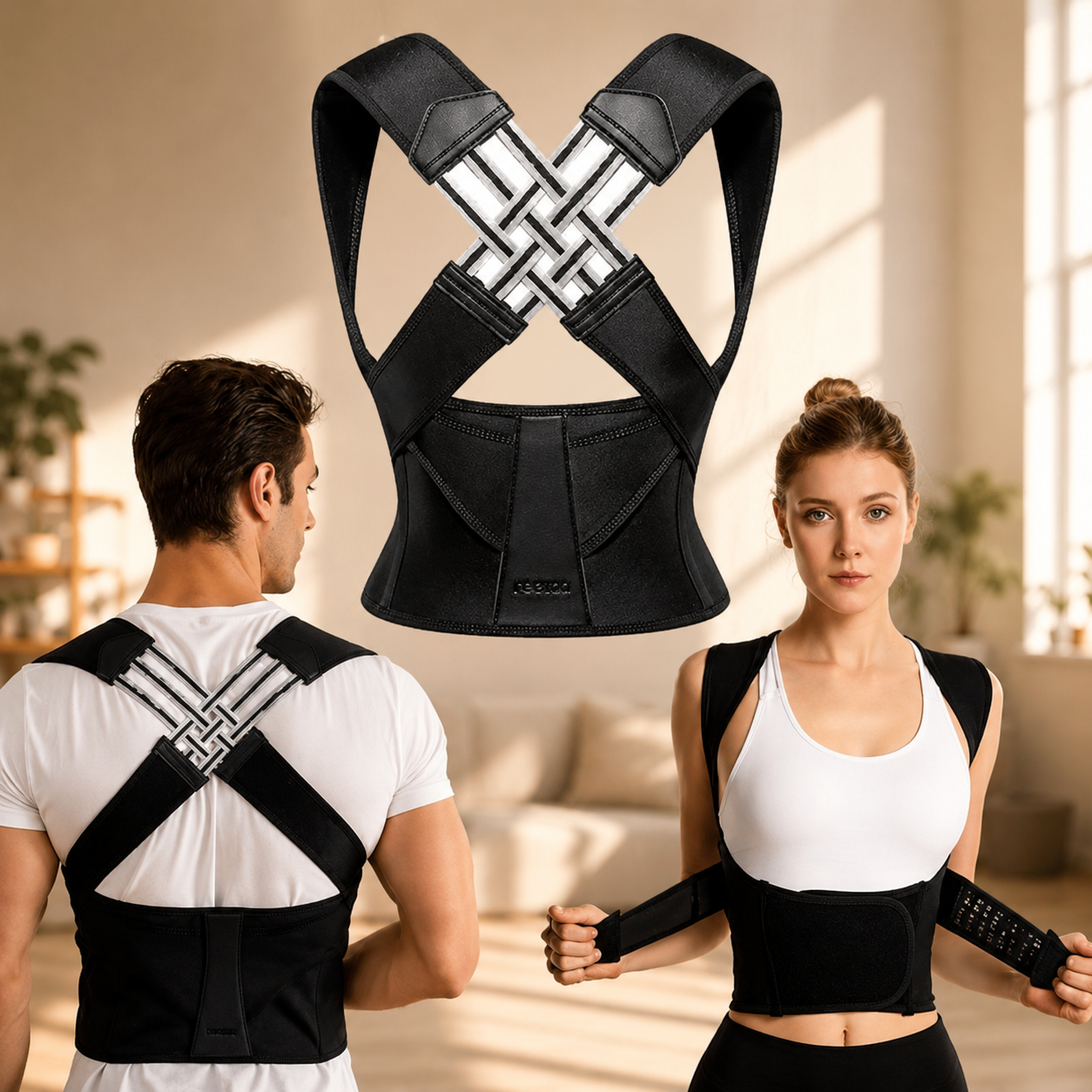 Corrector de postura para la espalda, faja lumbar, entrenador de postura