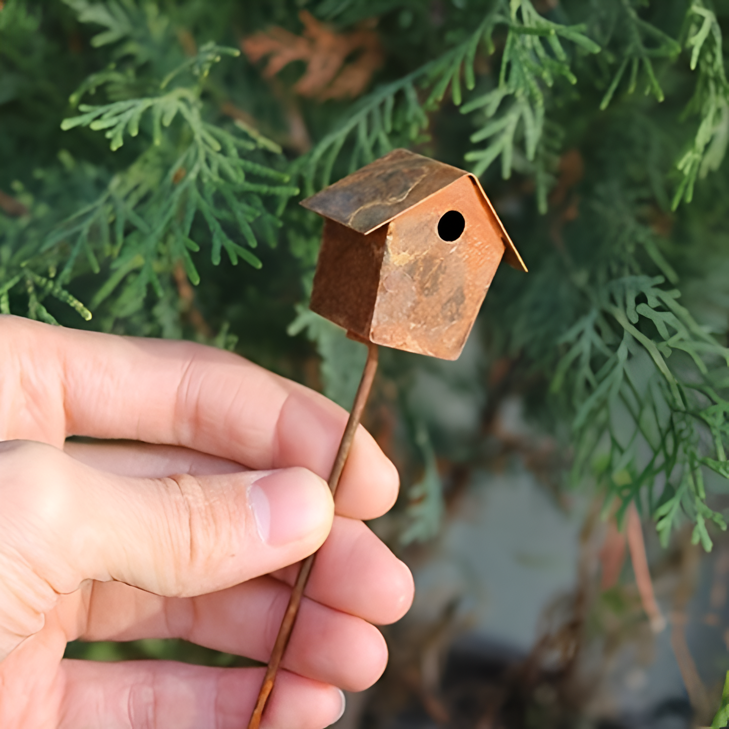 Rustikales Eisen Vogelhaus Miniatur Gartendeko