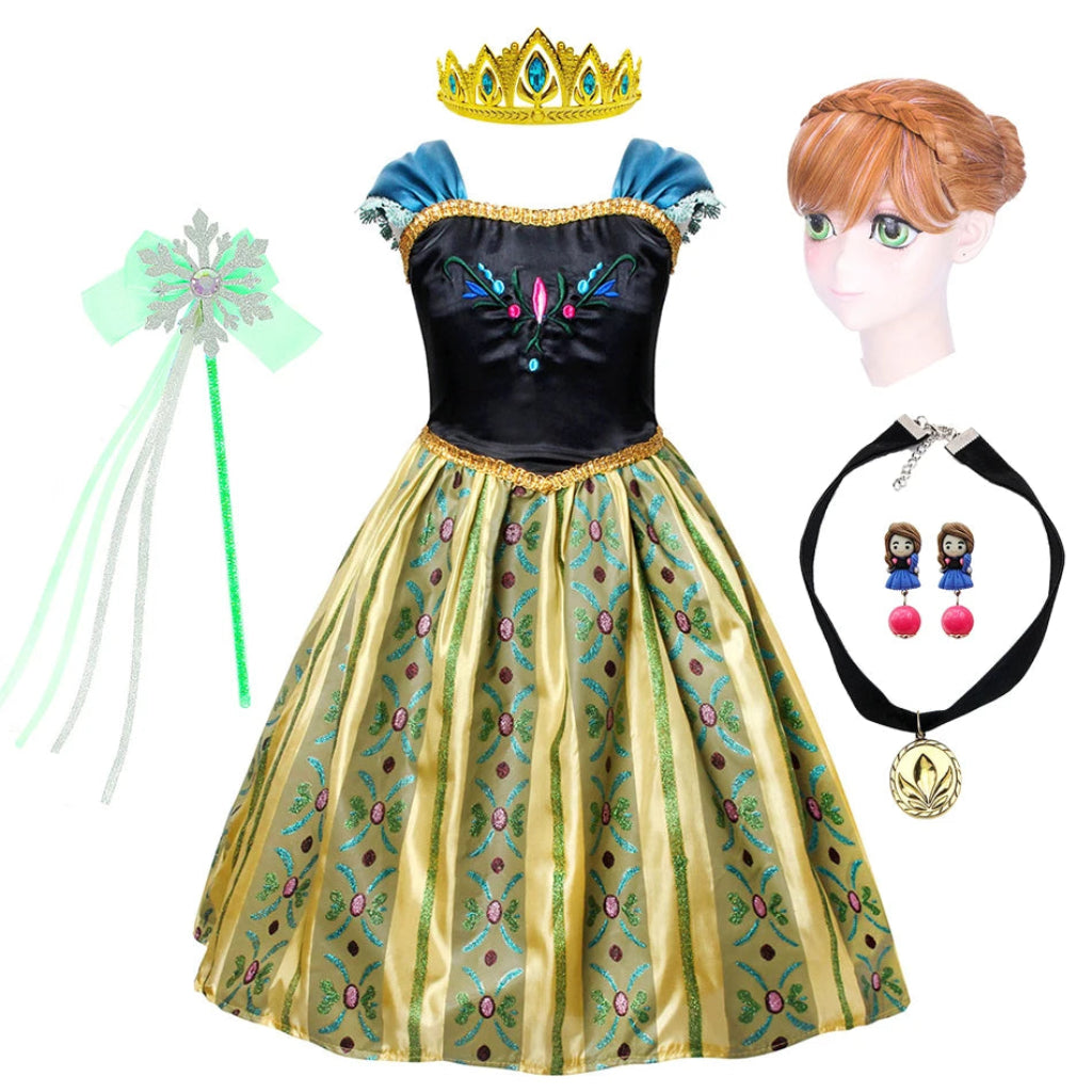 Déguisement de princesse Halloween avec robe à manches bouffantes et ensemble d'accessoires