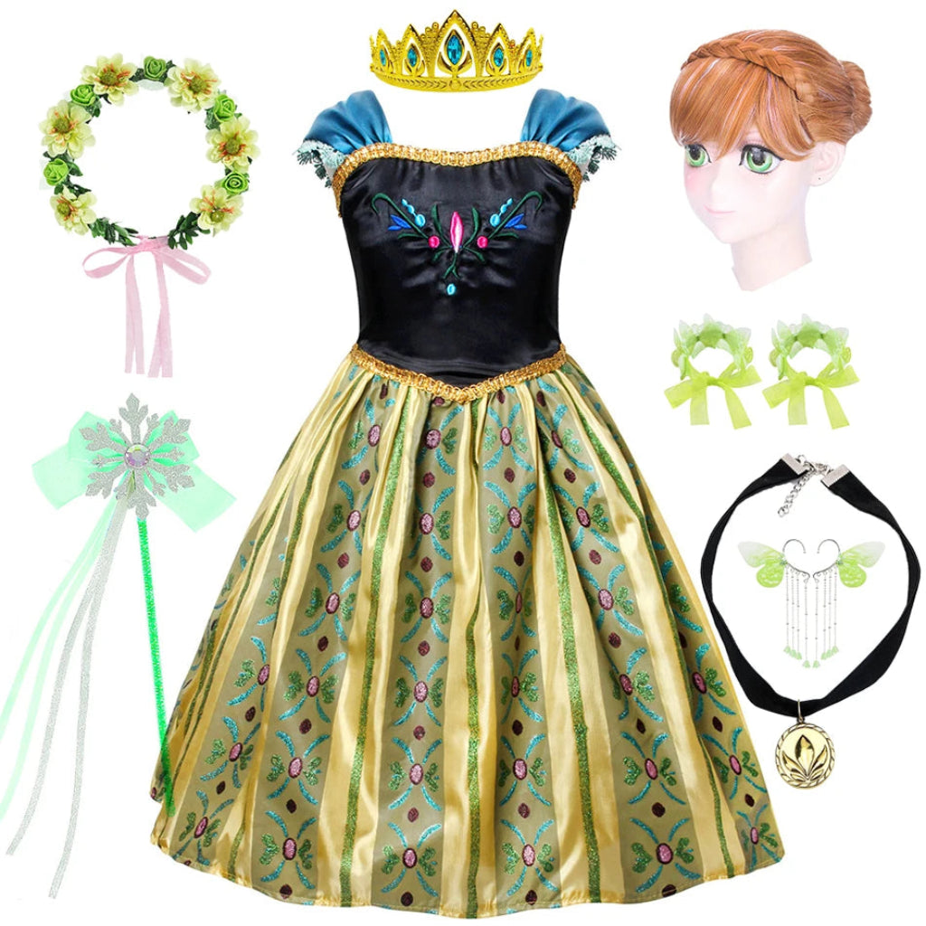 Déguisement de princesse Halloween avec robe à manches bouffantes et ensemble d'accessoires