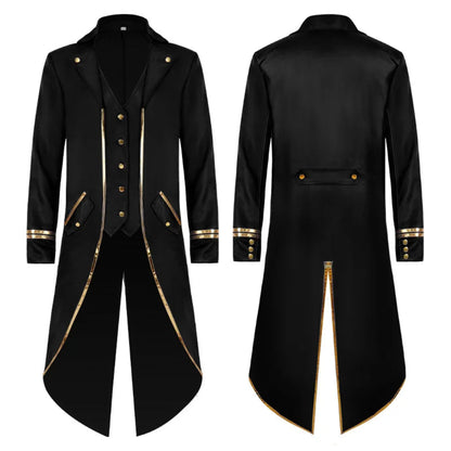 Costume Halloween Homme Queue-de-pie Manteau Long Vintage Redingote