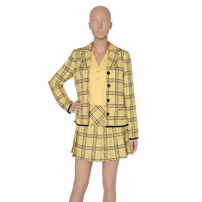 Halloween Costumes for Women Plaid Blazer and Skirt Set